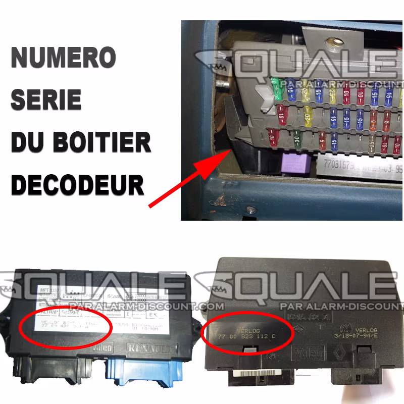 Emplacement boitier décodeur laguna 1 pour module anti démarrage