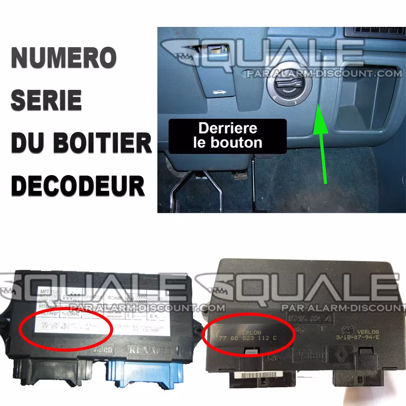 Emplacement boitier décodeur espace 2 pour module anti démarrage