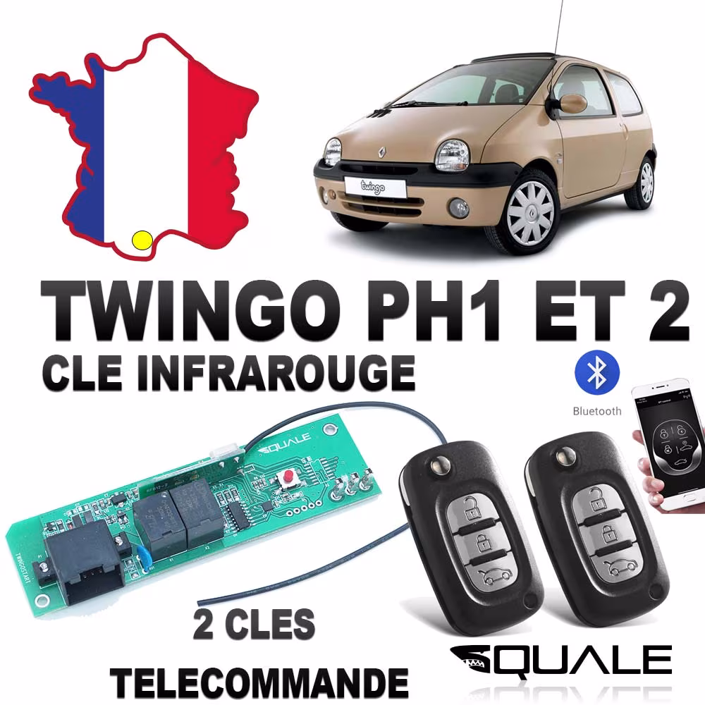 TWINGOSTART désactivation anti démarrage RENAULT TWINGO 1 Phase 1 et 2 avec 2 clés télécommandes